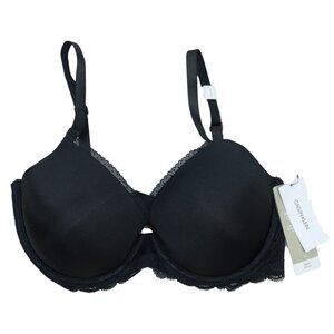 Calvin Klein Seductive Comfort Lace Womens Underwire Demi Bra 34DD NWT Black